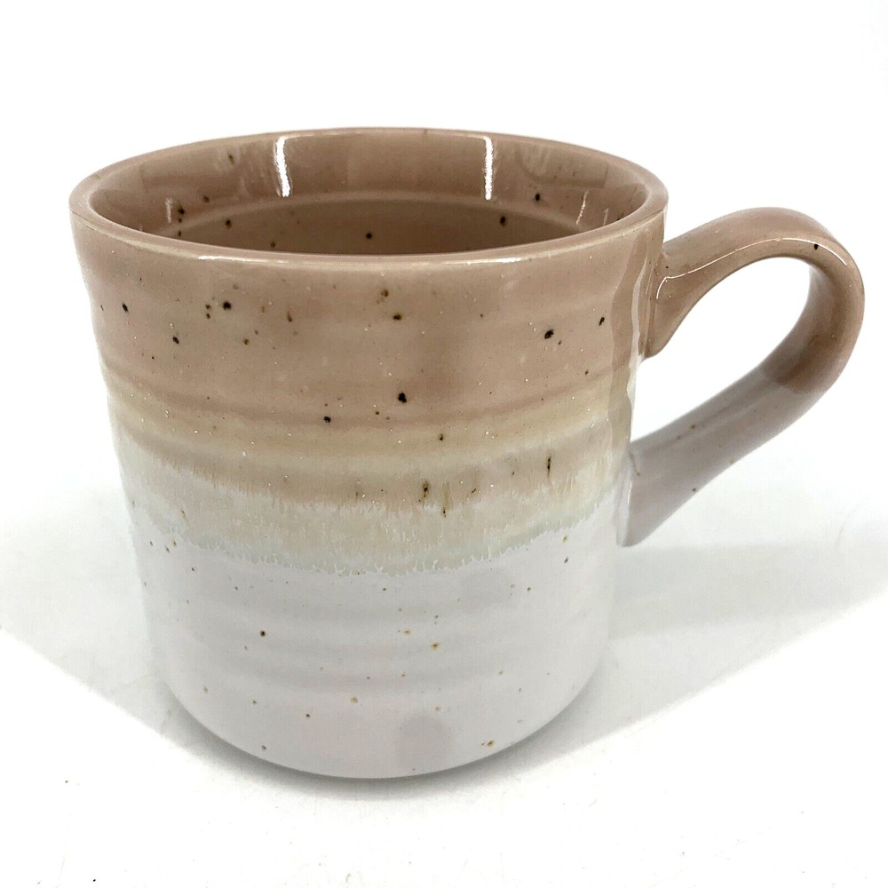 Baum Hearth Blush Tri-Color Speckled Stoneware Coffee Mugs 12‎ Oz -Nice!